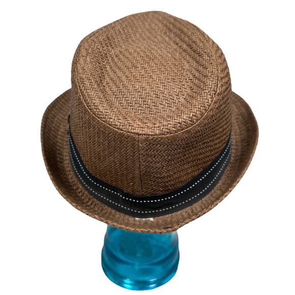 Peter Grimm Fedora Hat One Size Brown Black Striped Band 100% Paper Pork Pie Cap - Picture 4 of 8